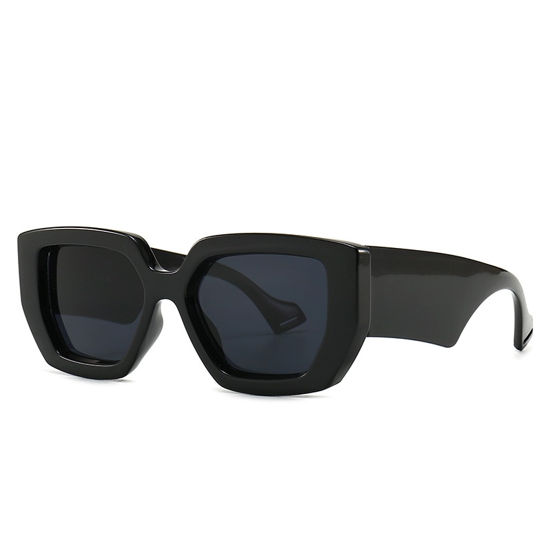 Vintage vierkante zonnebrillen voor dames en heren, beroemd luxe merk, grote frame-gradiënt zonnebril voor dames  uv400: Zwart zwart