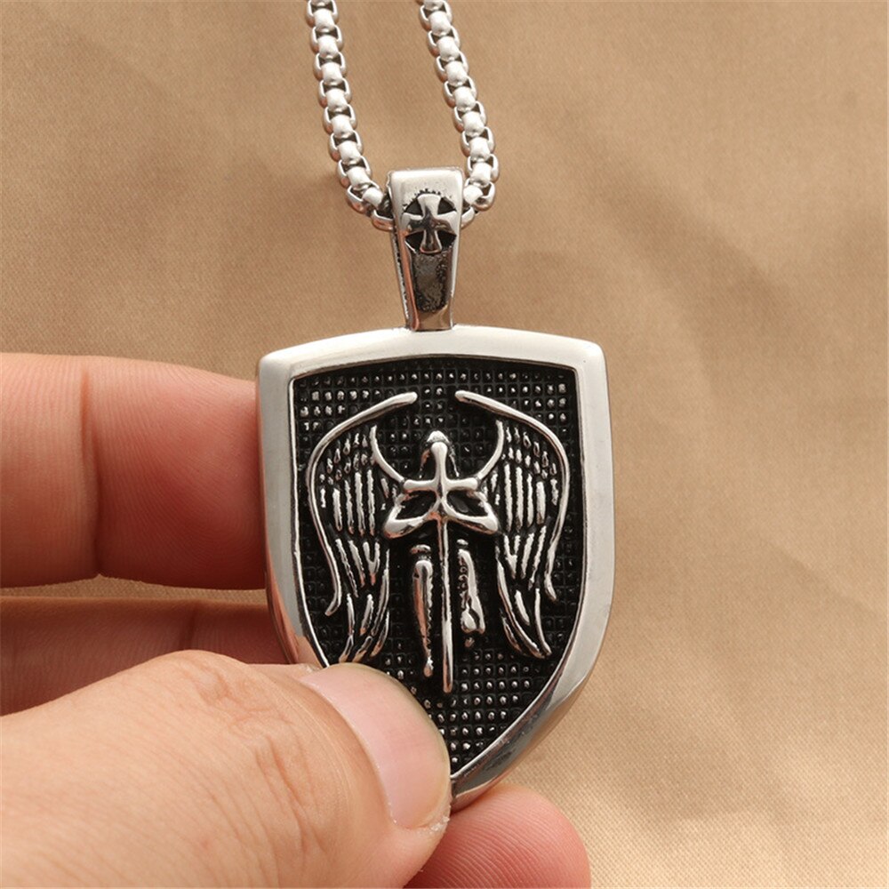 Pendentif médaillon de la Saint-valentin pour homme, collier en acier inoxydable