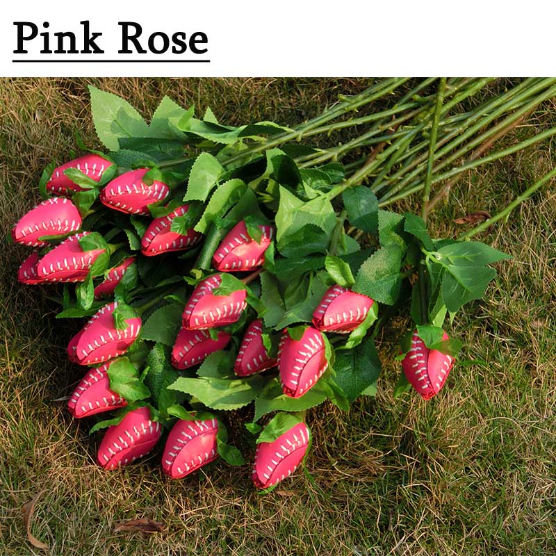 Baseball Rose Long Stem - Baseball Themed - Sports Roses Flower: Pink