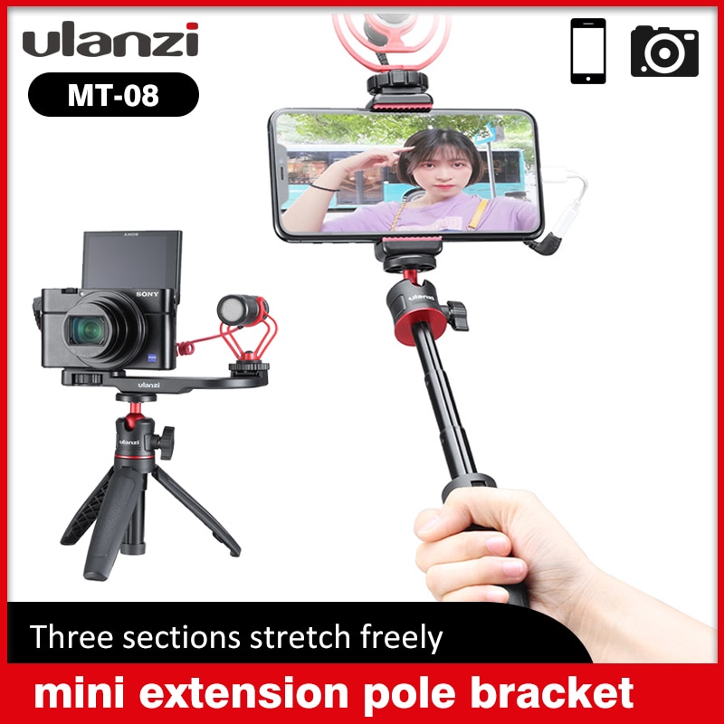 Ulanzi MT-08 Mini Extendable camera Desktop mobile Tripod for DSLR SLR Phone Vlog Extend Tripod 1.5KG Maxload Adjustable Tripod