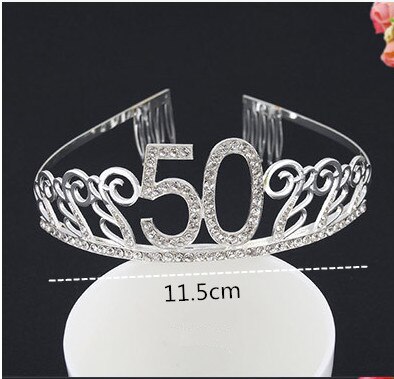 Happy 50th Anniversary Cake Topper,Gold Glitter Cheers to 50 Years Sign,50th Birthday/Wedding Anniversary Party Decorations: silver crown