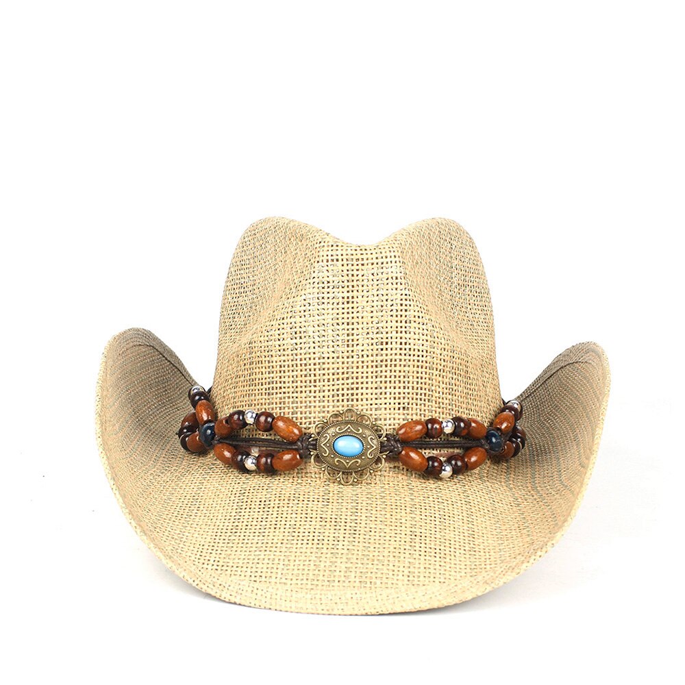 Western Cowboy Hat100% Straw Men Women Cowgirl Summer Hats For Lady Sun Hat Sombrero Hombre Beach Cowgirl Jazz: C10