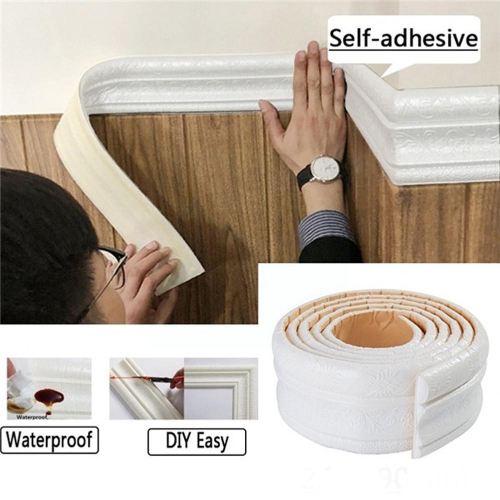 3d Foam Wall Edge Strip Stickers Self Adhesive Waterproof Corner Line Sticker Skirting Wall Line Baseboard Trim Border Wais D8r0