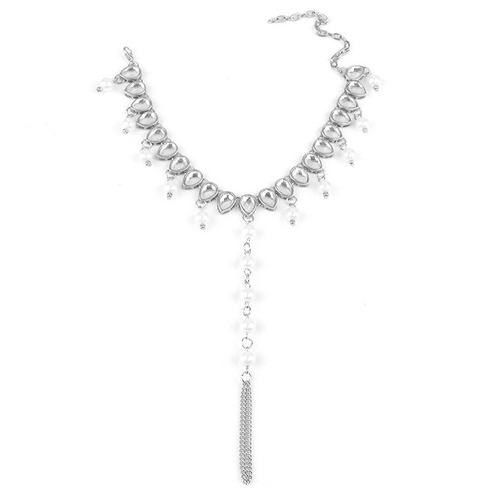 Perle pendentif cheville Simple verre strass cheville: Default Title