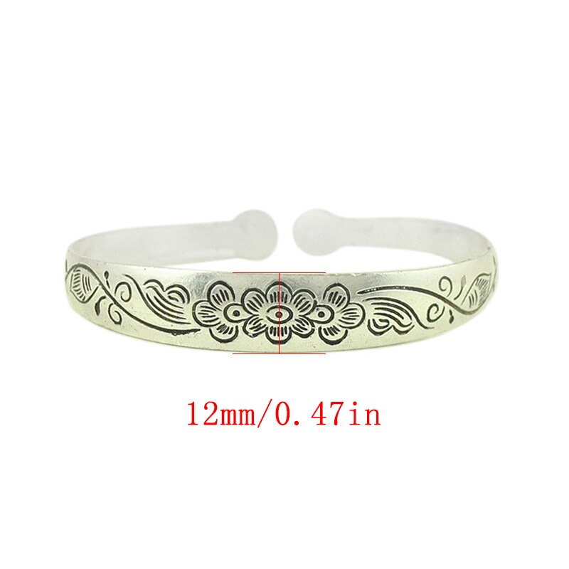1PC Retro Opening Tibetan Bracelet Totem Carved Bangle Jewelry Women Vintage Cuff