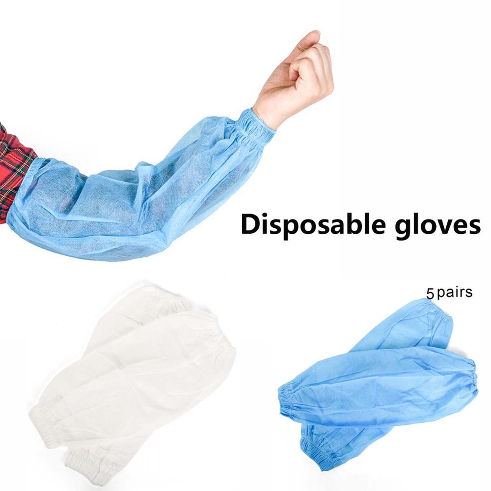 5 pairs Disposable Non-woven Fabrics Oversleeves Arm Sleeves Protective Covers Oil Resistance Cleaning Oversleeves