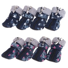 Laten Huisdier Schoenen Huisdier Honden Puppy Laarzen Denim Warm Sneeuw Winter Mooie Anti Slip Rits Casual Pet levert