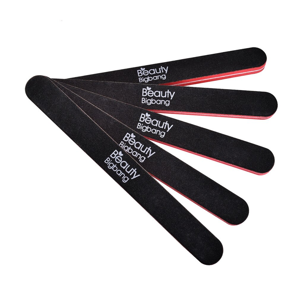 BEAUTYBIGBANG 5 Piece 17cm 100/180 Nail File Manicure Pedicure Limas Nagelvijl Black Red Color Wood Nail Art Nail Buffer Block: Default Title