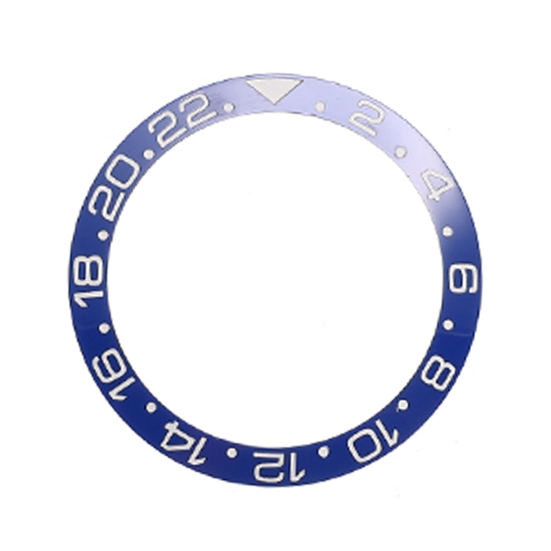 38mm Ceramic Bezel Watch Face Bezel Insert Fit 40mm Automatic Movement Watch Replacement Accessories: Blue White