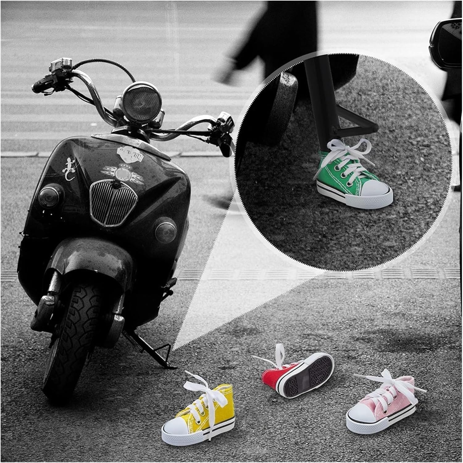 2 Stuks Motorfiets Kickstand Schoenen Moto Voetsteun Motorfiets Zijstandaard Schattige Mini Canvas Schoenen Zijstandaard 7.5Cm