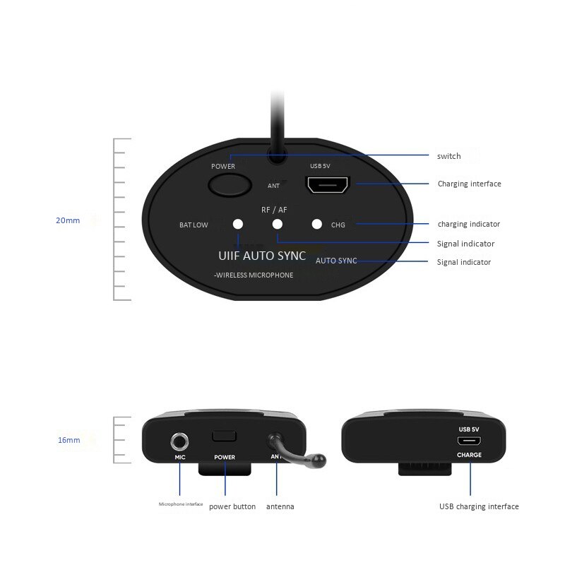 UHF Wireless Headset Microphone / Lavalier Lapel Mic / Pole Mic & Mini Receiver