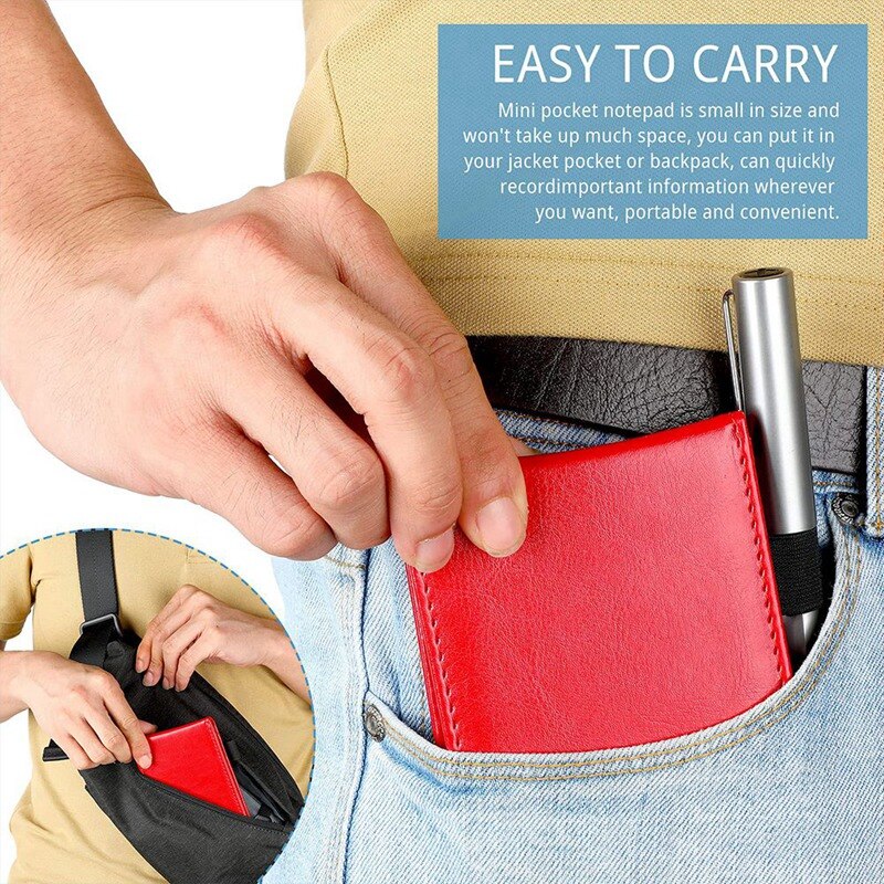 Mini Pocket Notepad Set 3.5X5.5in A7 Portable Business Notepad with 50 Inner Pages and 6 Notepad Replacement,Red