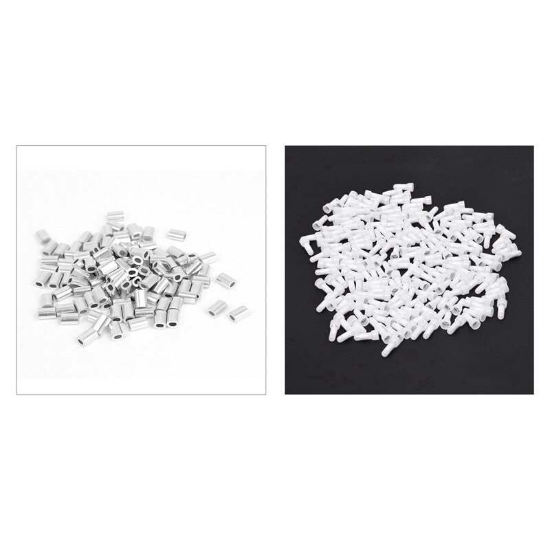 Top-200 Pcs CE1 Closed End Wire Connectors 22-18 Gauge Crimp Caps White & 100 Pcs 0.8Mm 1/32-Inch Wire Rope Aluminum Ferrules Sl