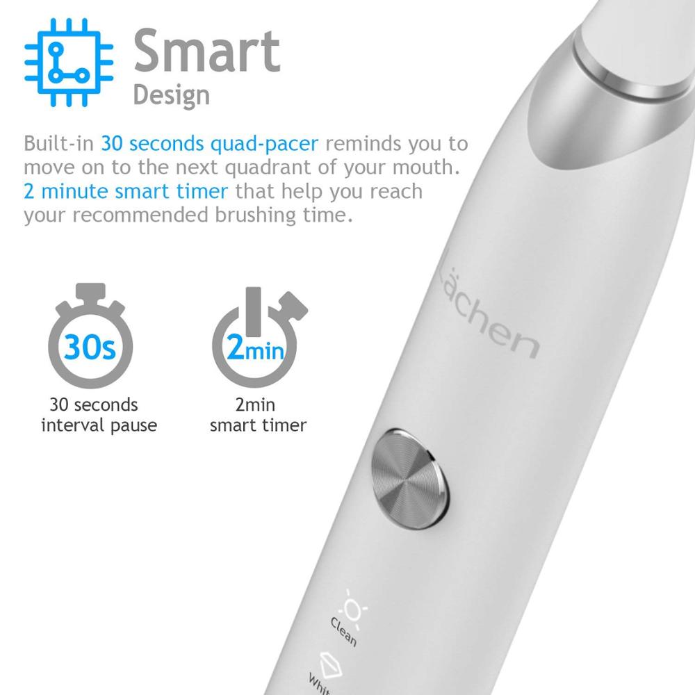 Lachen T7B Sonic Whitening Electric Toothbrush Sonic toothbrush with 4 brush heads and timer 5 modes USB charging