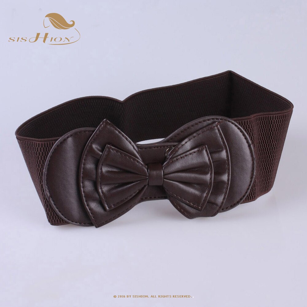 Elastic Waistband for Dress Accessories VD2626 ремень женский Women Red Black Wide Corset портупея Korean Belt with Bow: Coffee