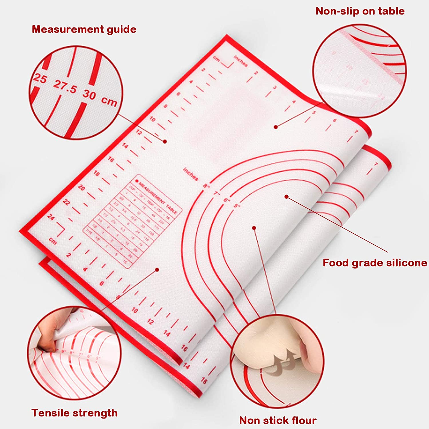 Grote Maat Kneden Deeg Mat Siliconen Bakken Mat Pizza Deeg Maker Non-stick Gebak Oven Liner Bakplaat Keuken tafel Pad