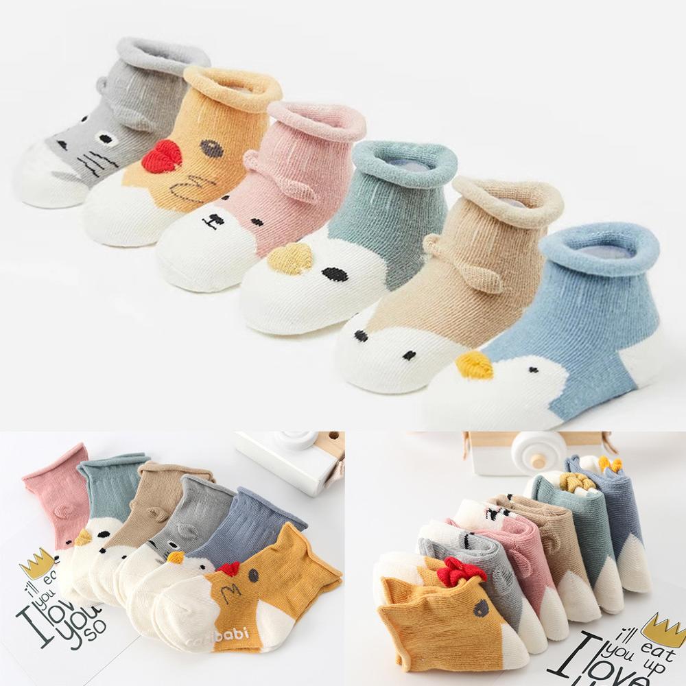 1 Paar Baby Sokken Baby Peuter Kids Jongens Meisjes Cartoon Dieren Anti-Slip Gebreide Warme Sokken Warm