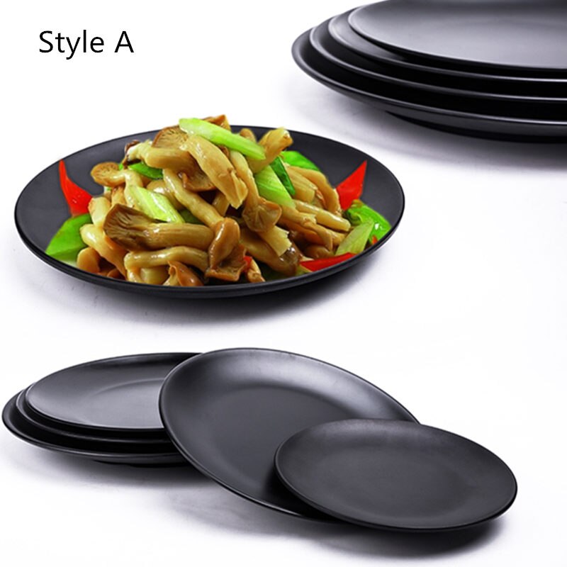 Melamine Schaaltje Zwarte Ronde Sushi Spaghetti Steak Salade Container Pot Winkel Japanse Keuken BBQ Keuken 1 st: Style A / 6 inch