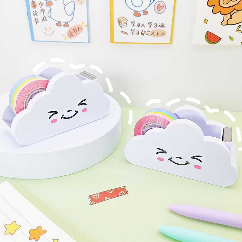 Cute Desk Accessories Office Stationery Tape Cutter Rainbow Cloud Tape Roller Safety Washi Tape Holder Adhesive Tape Dispenser