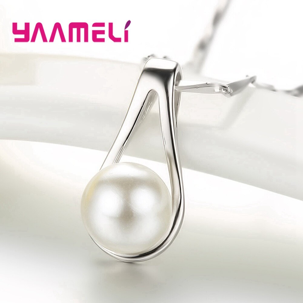 925 Sterling Silver Jewelry Sets for Women Girls Wedding Engagement Cute Pearl Waterdrop Shape Best for Beloved