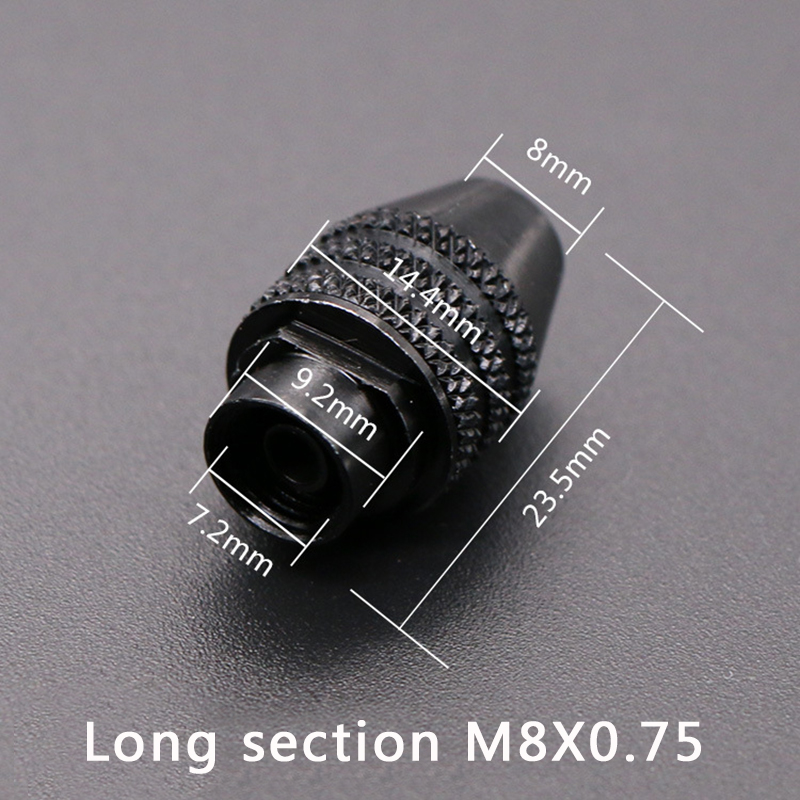 Trituradora eléctrica de gran , eje blando, pequeño mandril, mini taladro de tres mandíbulas, M8/M7 x 0,75mm, 0,3-3,4mm, Mini herramienta múltiple: short M8x0.75mm