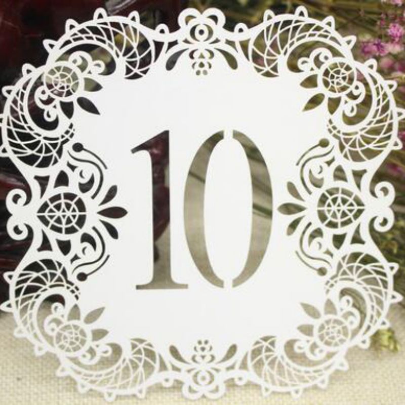 10 Uds perla papel cortado Mesa número tarjeta dirección señal lugar tarjetas boda decoración de banquetes de *