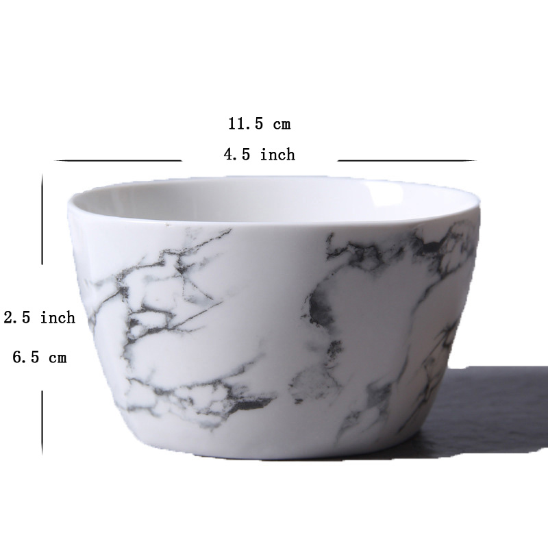 Kwartel 10 Inches Diner Plaat, Keramische Schalen en Borden Sets, Marmer Mok/Plaat, keramische Marmer Servies, Lepel, Kom, Koffie Set: 4.5 inch bowl