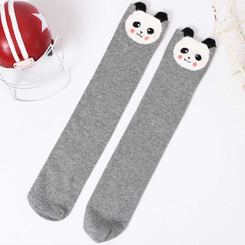 Boog Katoen Zijde Kousen Kinderen Prinses Katoen Knie Hoge Meisje Mode Beenwarmers Diamant Rooster Meisjes Voor Rechte Mesh: Gray panda