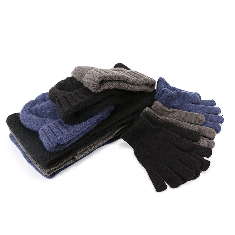 Muts Sjaal Handschoen Set 3 Stukken Voor Mannen En Vrouwen Outdoor Gebreide Warme Dikker Hoed Skullies Beanie Sjaal handschoenen Set