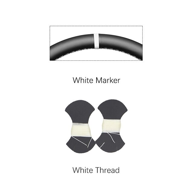 Hand-Gestikt Zwart Kunstmatige Suede Blauw Marker No-Slip Auto Stuurhoes Voor Peugeot 207 Cc: White Marker