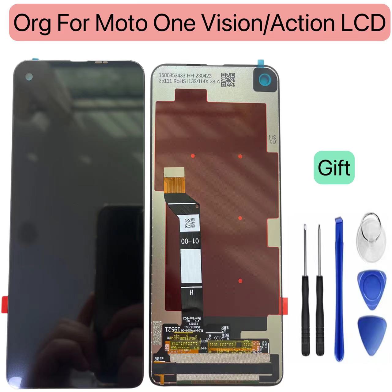 6.3" For Motorola Moto One Vision LCD Display Touch Screen Digitizer Assembly For Moto One Action Display Replacement: Ivory