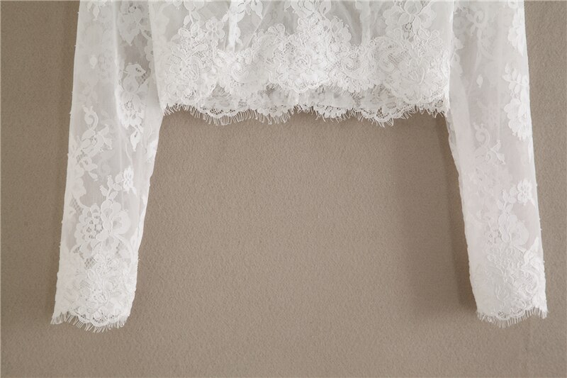Gohypdug langærmet bryllupsjakke bryllup bolero kvinder brudeomslag bryllupsfrakke blondejakke boho bryllup