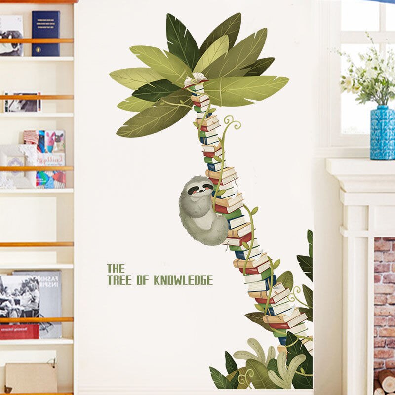 Lazy Book Cartoon Tree Modeling Decorative Painting TV Background Wall Study Wall Layout for Children's