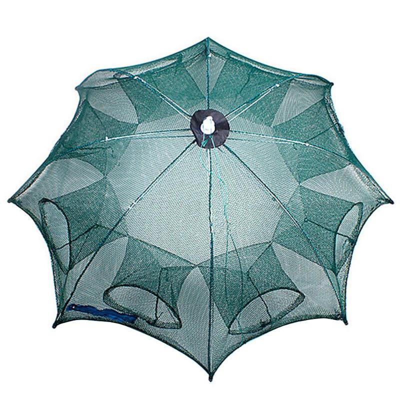 Filet de pêche pliable et Portable, 12/16 trous, pour attraper des poissons, des écrevisses, des crevettes, des ménés, du crabe, des appâts, des pièges, des Cages, en maille: 8 siders 8 holes