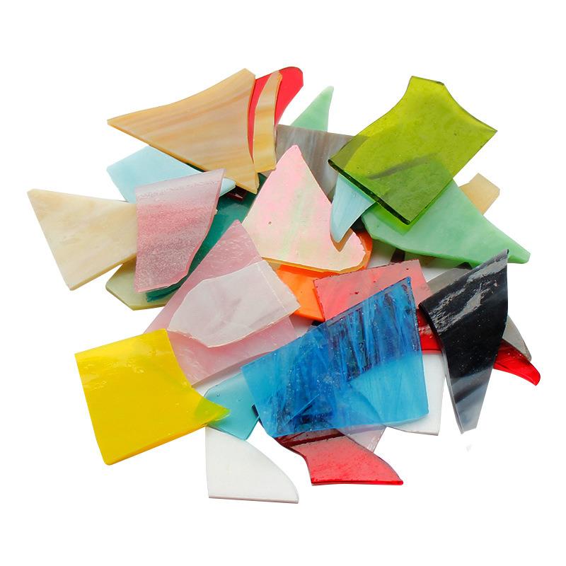 100G Onregelmatige Kerk Mica Glasmozaïek Transparante Gebroken Glas Stukken Voor Craft Diy Muur Decoratieve Mozaïek Materialen: Light Grey