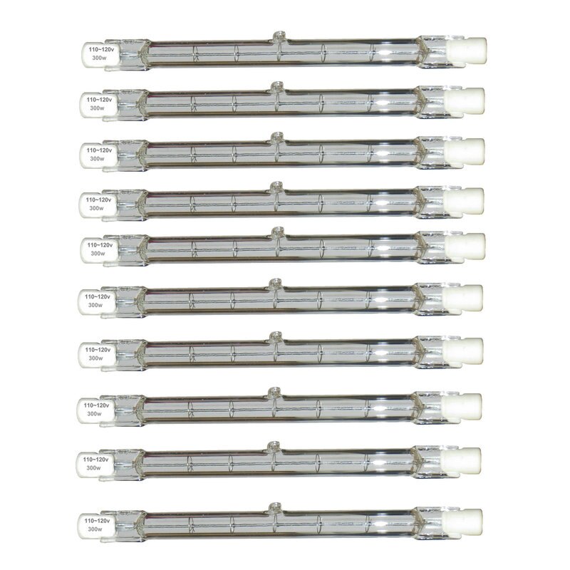 10pcs Glass Tube Halogen Light Bulb 110-120V 300W 300 Watt J Type T3 118mm R7s Halogen Blub