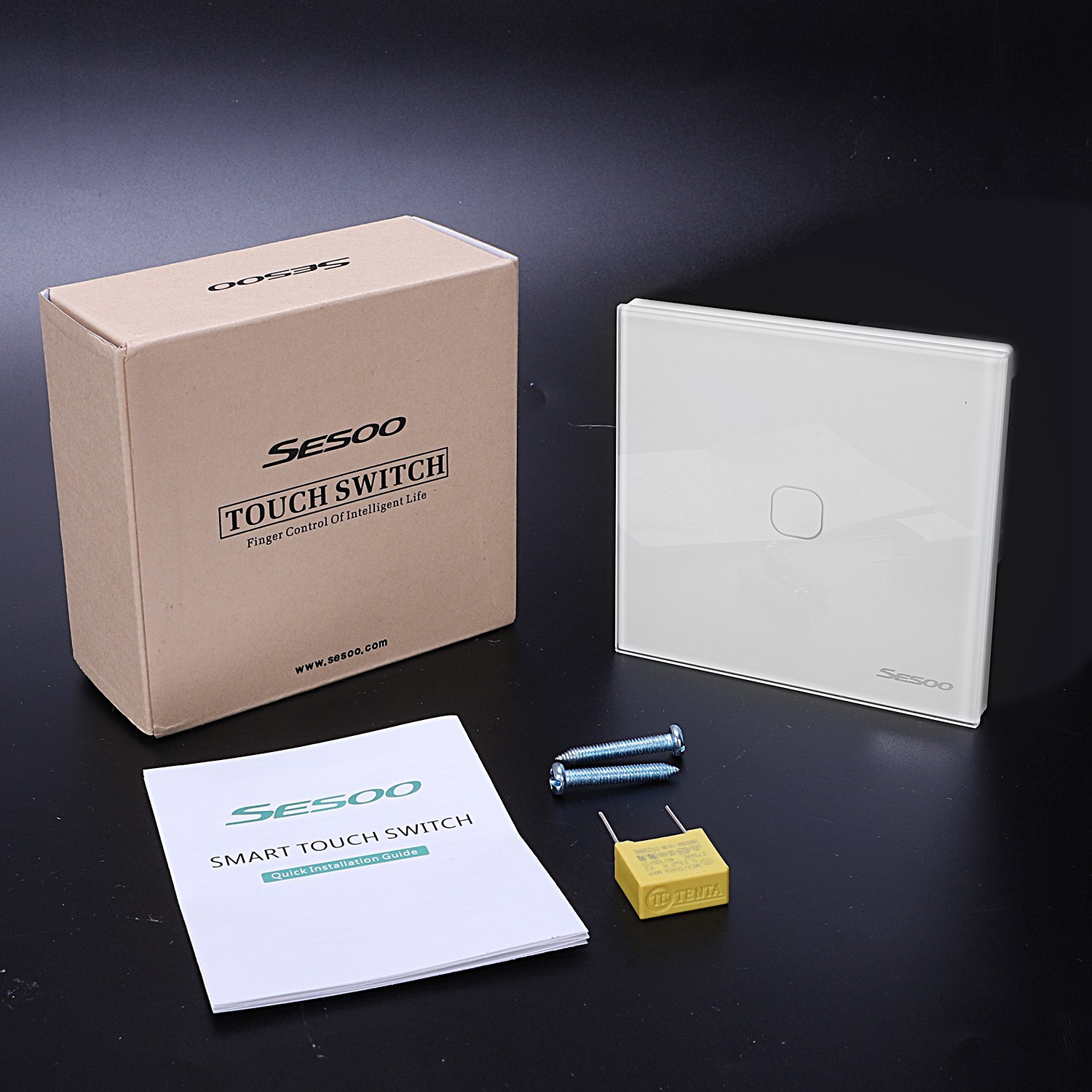 Sesoo Press Switch Single Fire Line Lighting Wall Switch Smart Home Light Press Control Switch: White 1 button