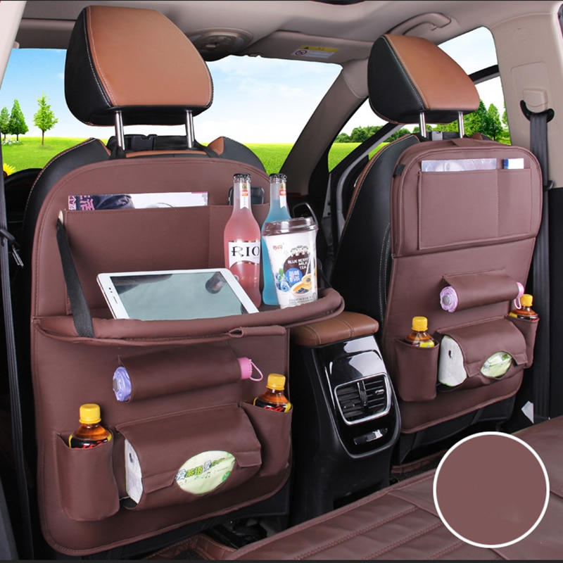 Car Ceat Storage Bag Hanging Universal Auto Multi-pocket PU Organizer Bag Leather Pad Car Ceat Shopping Cover