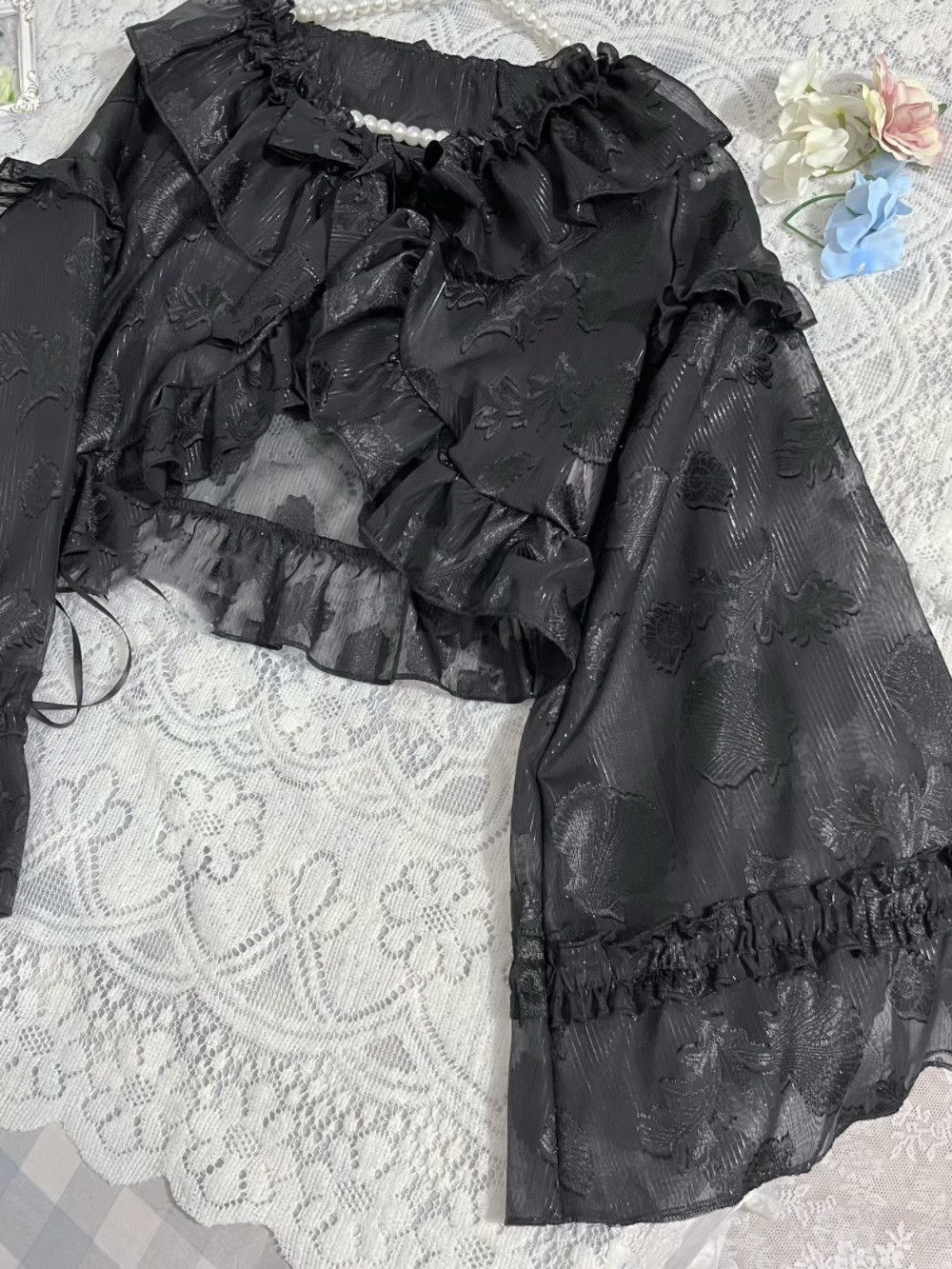 Geraffte Jacken für Damen, bauchfrei, ästhetisch, Sonnenschutz, zart, süß, für Mädchen, Fairycore, beliebt, Puffärmel, sanft, dünn, Sommer-Lolita-Stil
