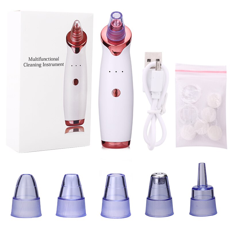 Black Head Remover Blackhead Vacuum Visible Facial Pore Cleaner Microscope Blackhead Suction Rechargeable Acne Pimple Remove: White