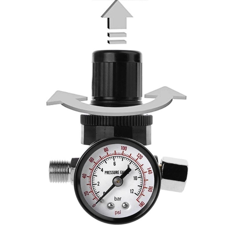 1/4 &quot;Luftdruck Regler Minderer 12Bar 180 PSI Spritzpistole Druck Ventil Messgerät
