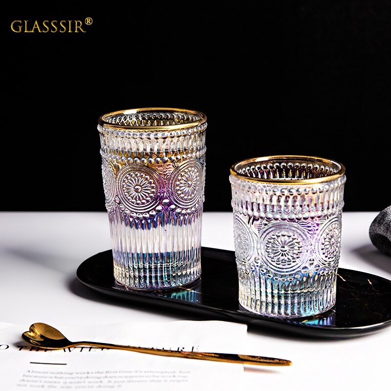Vasos de vino de colores soplados a mano sin plomo para beber vasos de vidrio para vino tinto blanco jugo leche café taza sol flor vasos de vidrio