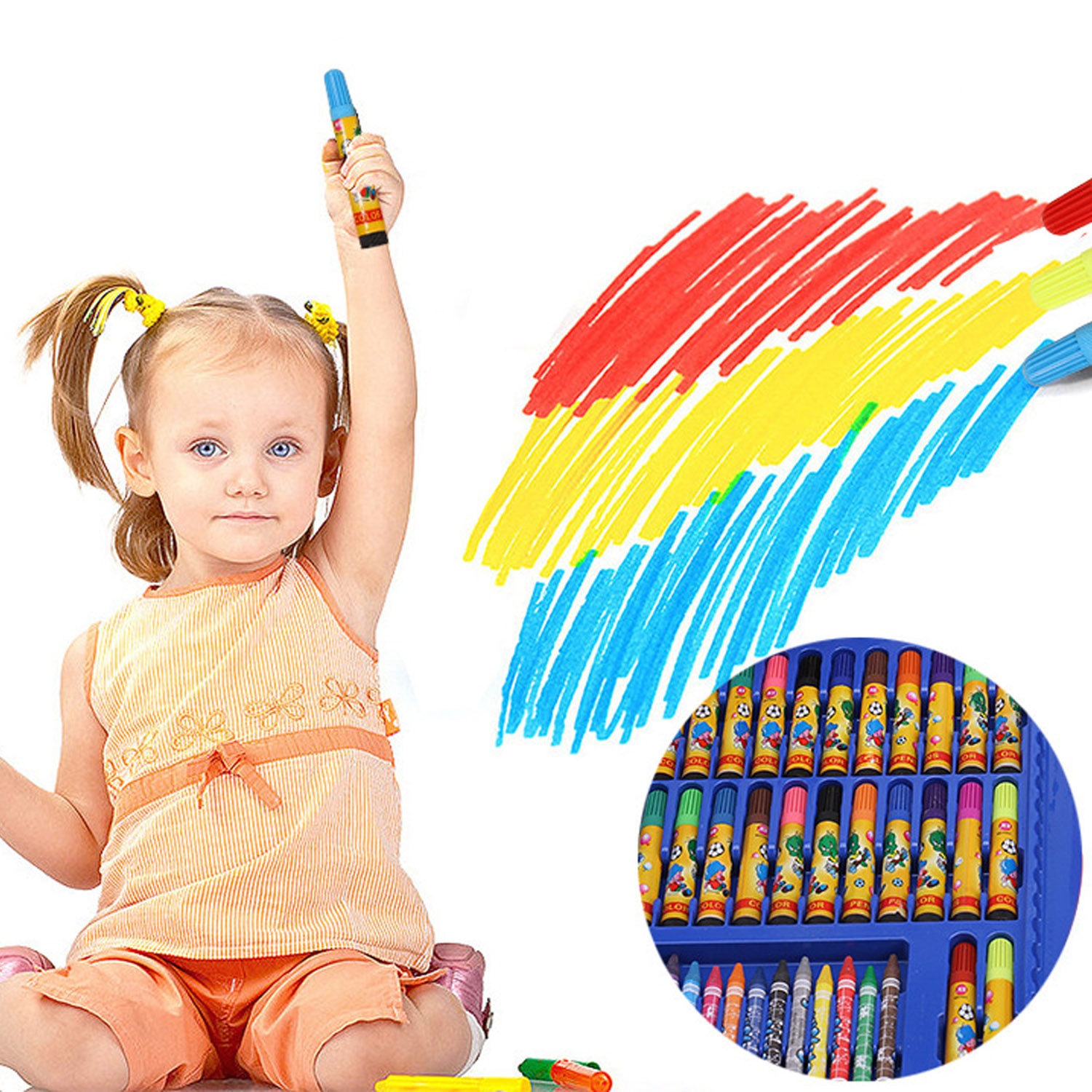 Kit de lápices de colores para niños, rotulador de crayón para pintar, pincel, herramientas de dibujo, suministros de guardería, juego de bolígrafos de pintura, 86 Uds.