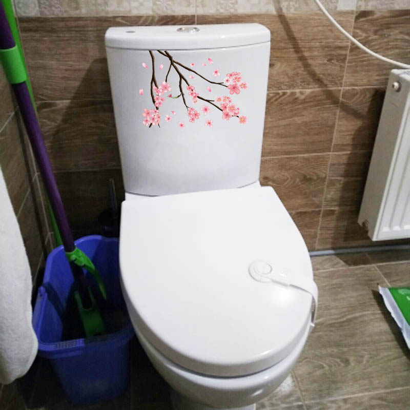 ZTTZDY 16.3*23CM Cherry Blossom Branch Modern Home Decor Wall Decals WC Toilet Stickers T2-0030