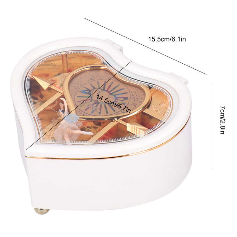 Music Box with Rotating Dancing Ballet Girl Cartoon Heart-Shaped Ornaments Home Decoration