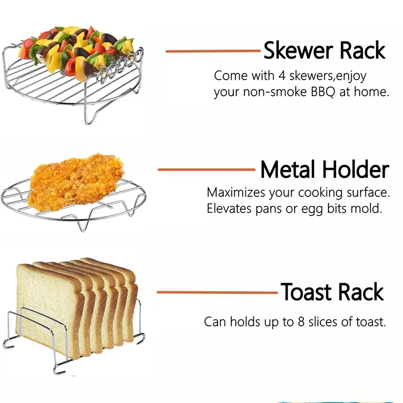 Multi-layer Detachable Grill Rack Thickened Air Fryer Baking Rack Metal Square/Round/Rectangle Oven Grill Racks Kitchen Tools