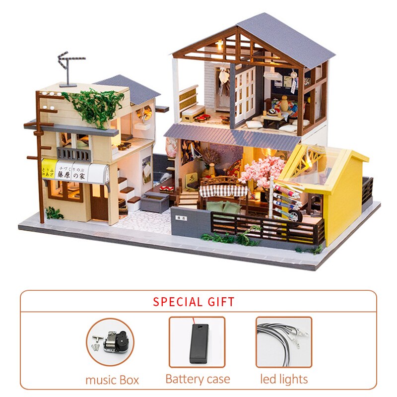 Diy dockhus trä stor 3d vintage villa modell bygg leksaker för barn år dockskåp miniatyr möbelsats: G 1