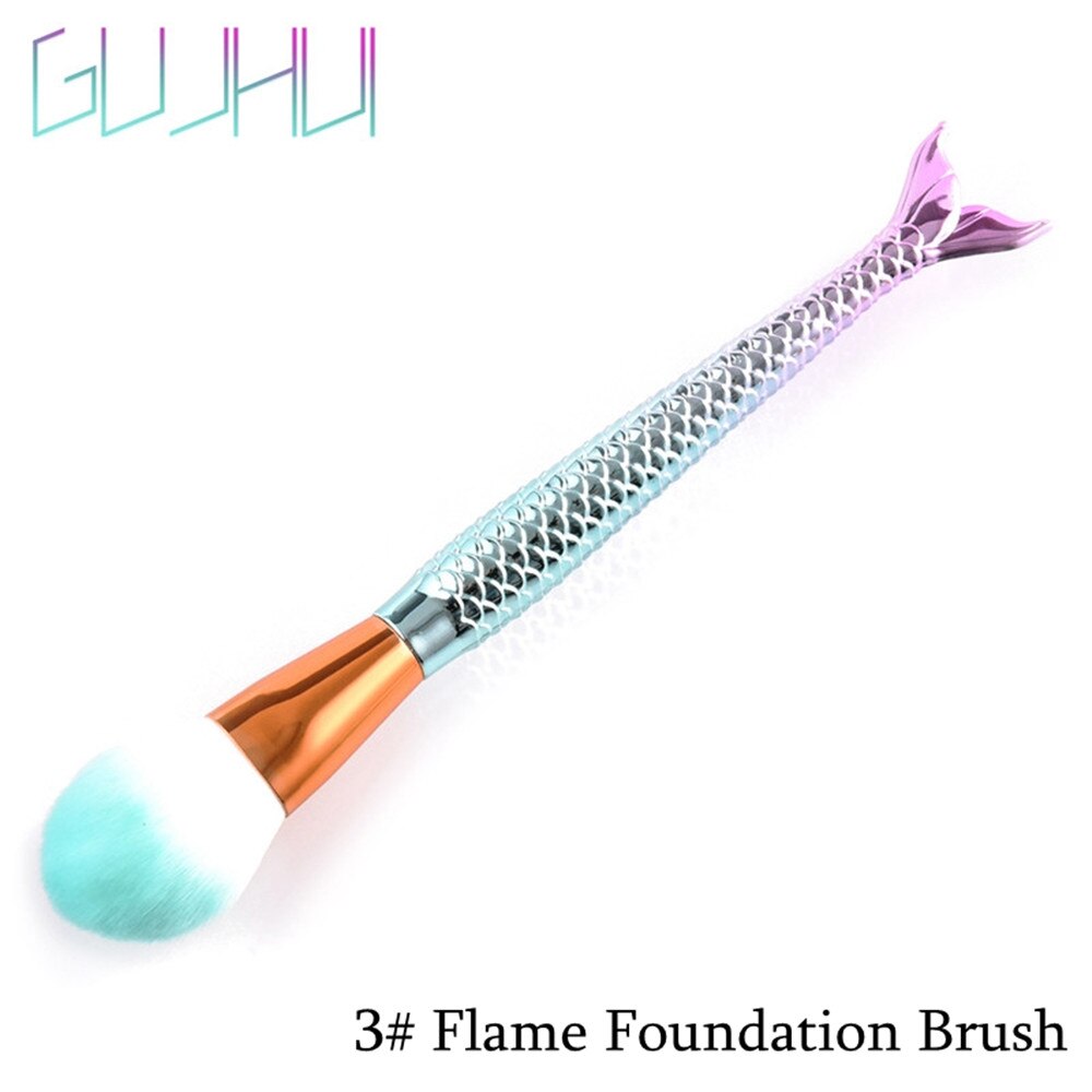 1PC beauté maquillage trousse à outils sirène queue de poisson pinceaux de maquillage Pro fard à paupières visage Contour fond de teint correcteur Blush brosse cosmétique: 03 Flame Foundation