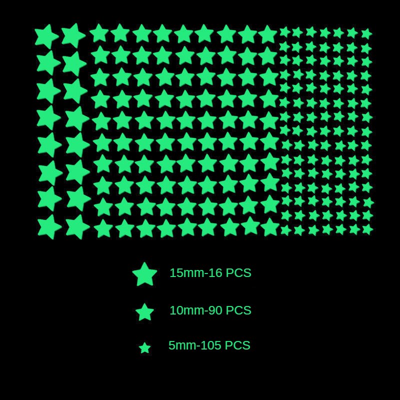 3D Bubble Luminous Stars Moon Dots Wall Sticker for kids room bedroom home decoration Glow in the dark DIY combination Stickers: Green stars