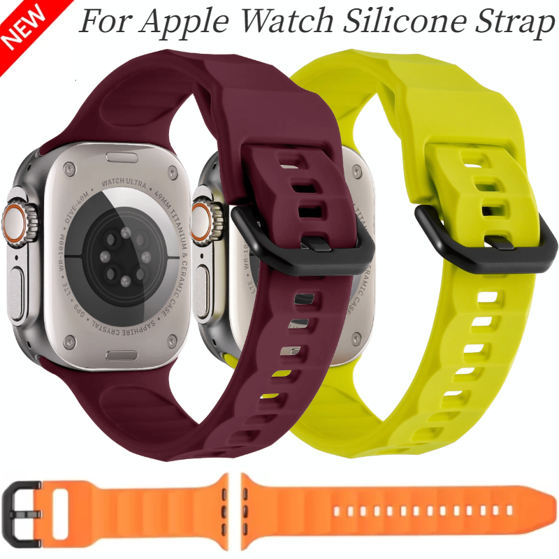 Sports Strap For Apple Watch Ultra2 49mm 10 42mm 46mm 9 8 7 45mm 41mm Silicone Bracelet band iWatch 6 5 4 SE 44mm 40mm 38mm Belt